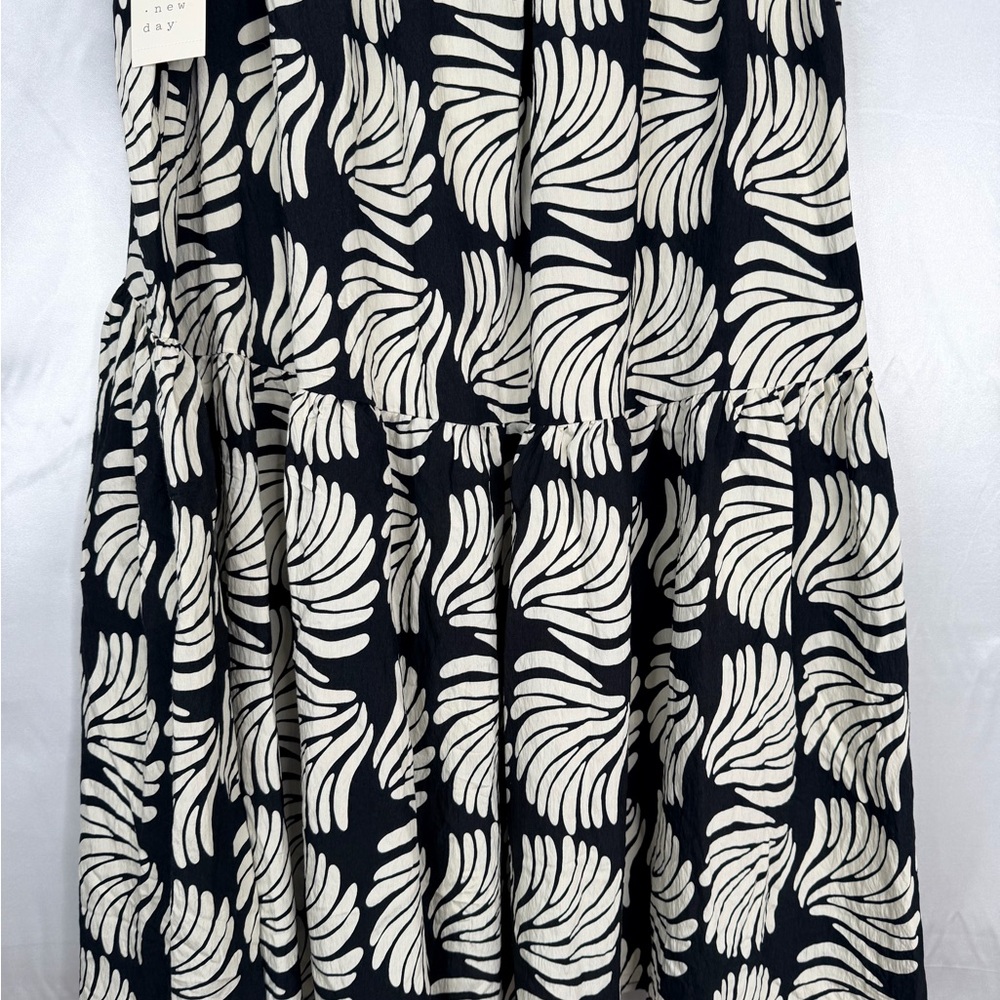 NWT A New Day‎ Black Cream Seashell Tiered Midi Skirt A-Line XXL Summer Style - Picture 8 of 11